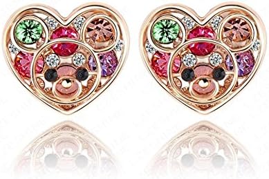 Heart and Smile Shaped Stud Earring Made with SWA Element Austrian Crystals Real 18k Gold Plated Earrings