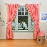 Indo Pink Tab Top Sari Sheer Curtain (43 in. x 84 in.) with matching tieback