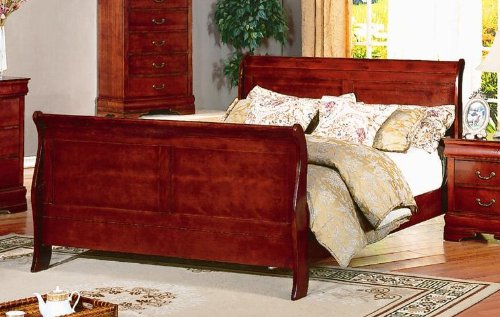 Buy Roundhill Furniture Isola Louis Philippe Style Wood Sleigh Bed Queen Cherry Finish Pinockioshope
