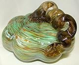 Gorgeous Green Hand Blown Glass Pumpkin - 5"