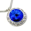 Framed Sapphire Blue Swarovski Crystal Pendant Necklace Fashion Jewelry