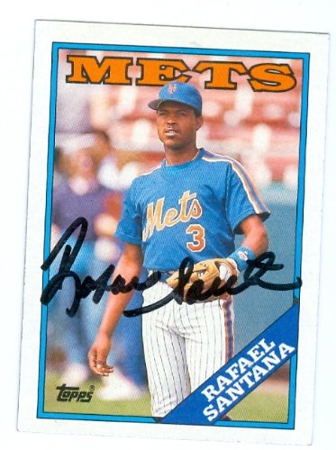 Rafael Santana Autographed/Hand Signed baseball card New York Mets 1988 Topps baseball card #233