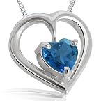 Heart Shaped Blue Topaz Pendant With silver finished chain