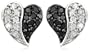 Sterling Silver 1/2 CTTW Black and White Diamond Heart Earrings