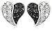 Sterling Silver 1/2 CTTW Black and White Diamond Heart Earrings