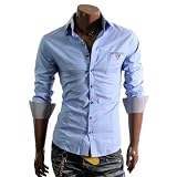 Doublju Mens Casual Patched Dress Shirts(DU063)
