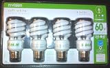 N:vision 14-watt Ultra-mini Compact Fluorescent Spiral Bulb (60-watt Incandescent Equivalent), Soft White, 4-pack
