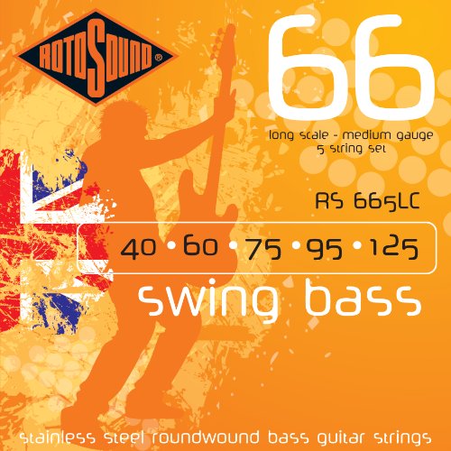 Rotosound RS665LC Swing Bass 66 Stainless Steel 5 String Bass Guitar Strings (40 60 75 95 125)