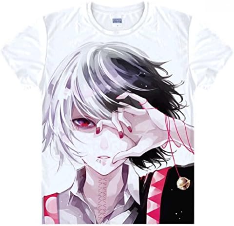 Tokyo Ghoul Printed Short Sleeves White T-shirt Tee (S (US XS), White F)