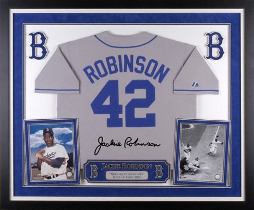Jackie Robinson Brooklyn Dodgers Deluxe Framed Majestic Cooperstown Jersey
