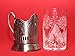 2 ea Old Fashioned Russian Cut Crystal Glasses & Matching Metal Glass Holders Podstakannik suitable for hot/cold liquids