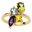 14K Yellow Gold Multi-Gemstone and Diamond Ring