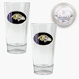 Baltimore Ravens 2 Piece Pint Ale Glass Set with Football Bottom