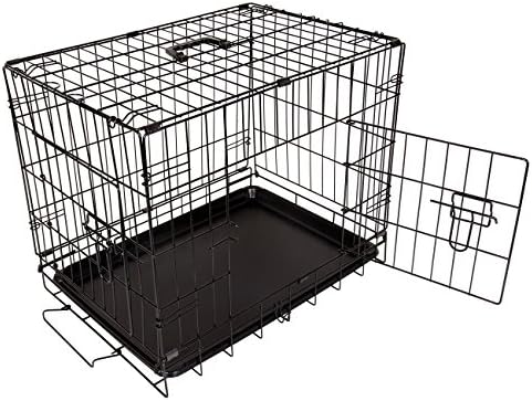 MountainNet Large 36 Inch Foldable Metal Double Doors Pet Dog Cat Kennel Crates Puppy Cages Carrier with Pan Training Wire Cage 36" x 22.4" x 25.2"