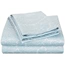 Cotton Blend 600 Thread Count, Deep Pocket, Soft, Wrinkle Resistant 3-Piece Twin XL Bed Sheet Set, Paisley, Blue