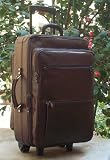 Large Brown Calfskin Leather Trolley Luggage Bag. by WineUltra.com