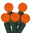 Set of 50 Orange LED G12 Berry Fashion Glow Christmas Lights - Green Wire