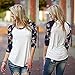 MIXMAX Women Contrast Color Floral Print 3/4 Sleeve Raglan T Shirt Tops