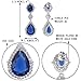 EVER FAITH Silver-Tone Cubic Zirconia Flower Tear Drop Pierced Dangle Earrings Blue Sapphire-color