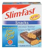 Slim-Fast Low Carb Snack Bar, Peanut Butter Crunch, 1-Ounce Bars in 6-Count Boxes (Pack of 8)