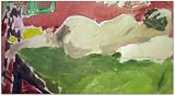 Nude on Bed, Original Figurative Watercolor Painting By Carmel Artist Victor Di Gesu (1914-1988) - Framed Artwork