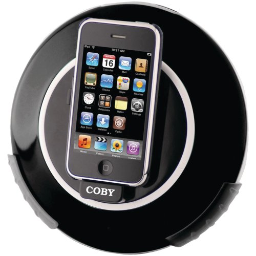 Coby CSMP105 Digital Speaker and iPhone