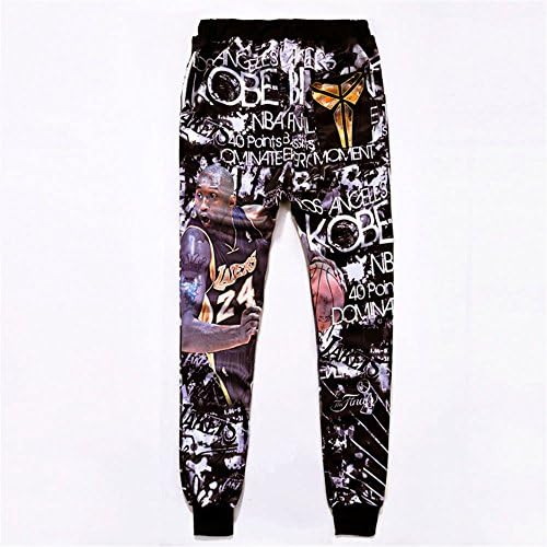 YY trend Black Unisex 3D Printed Kobe 24 Basketball Star Sweatpants Sportwear