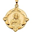 14K Yellow Gold Sacred Heart of Jesus Medal - 31.00mm