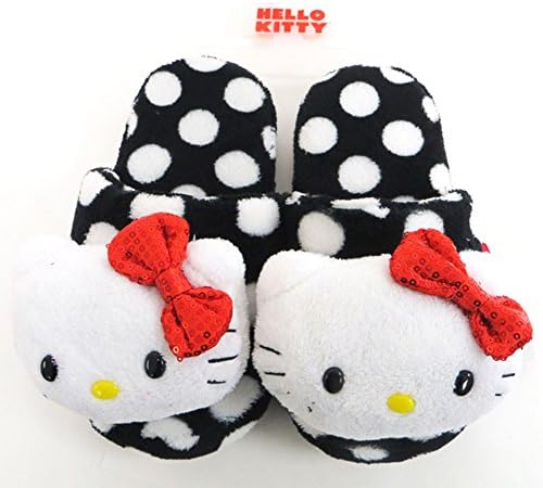 Hello Kitty Licensed Hello Kitty Black Polka Dot Slipper (S(5-6))