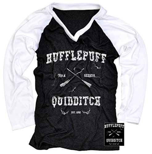 Harry Potter Hufflepuff Women T-Shirt Teeinspector Long Sleeve Baseball Raglan Medium