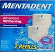 Mentadent Toothpaste Twin Refills 5.25 Oz, Advanced Whitening Refreshing Mint (Pack of 4) 42 Oz Total