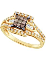 0.50CTW COGNAC DIAMOND LADIES INVISIBLE RING