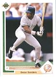 1991 Upper Deck # 352 Deion Sanders New York Yankees / MLB Baseball Card in Protective Display Case!