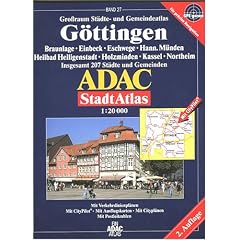 ADAC StadtAtlas G�ttingen 1:20.000 mit Braunlage, Einbeck, Eschwege, Hann. M�nden, Heilbad, Heiligenstadt, Holzminden, Kassel, Northeim: Braunlage, ... 207 St�dte und Gemeinden. 1:20000. GPS-genau