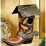 COWBOY BOOT rodeo Garden hanging BIRDHOUSE decor brown by Tribeca Blu