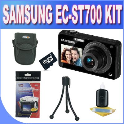 Samsung EC-ST700 Digital Camera with 16 MP, 5x Optical Zoom and Touchscreen (Black) W/8GB + Case + LCD Screen Protectors + Mini Tripod + Accessory Saver Kit!