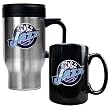 Utah Jazz Stainless Steel Travel Mug & Black Ceramic Mug Set - Primary Logo NBA Basketball
