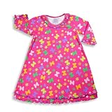 Sara's Prints - Toddler Girls Long Sleeve Butterfly Nightgown, Raspberry