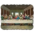 Wood Plaque - The Last Supper - Mounted on Wood with Scrolled Edges - 11.75"x16" - MADE IN ITALY