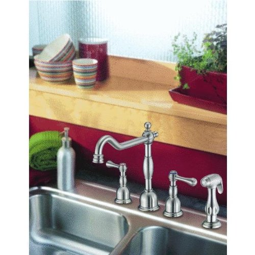 Danze D422057SS Opulence Two Handle Kitchen Faucet with Matching Side Spray, Stainless Steel
