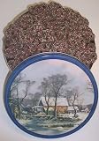 Scott's Cakes Mini Chocolate Covered Pretzels with Christmas Color Non-Pareils in a Large Homestead Tin