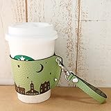 ［ミリュ］ 夜景 革 コーヒーカップスリーブ （姫路レザー／若葉カラー）