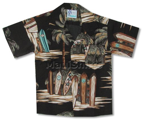 Surfboard Beach Shack Boys Hawaiian Aloha Rayon Shirt