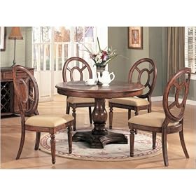 Click here to buy 5pc Distress Brown Wood Finish Dining Table and Chairs Set by AtHomeMart.