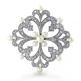 Bling Jewelry Sterling Silver CZ Pearl Nature Brooch Pin