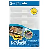 Post-it Pockets with Closure, Small, 5-3/8 x 5-5/8-Inches, Clear with Dots, 3-Pack