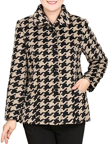 Women's Clothes Button Lapel Woolen Maxmara Coat Khaki3XL