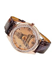 Tanboo Womens Eiffel Tower Design PU Analog Quartz Wrist Fashion Watch (Assorted Colors)