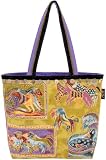 Laurel Burch Canvas Square Tote with Zipper Top, Mythical Horses