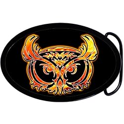 Burning Tribal Owl Belt Buckle
